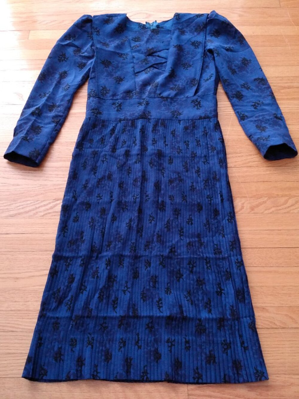 Vintage Girls Handmade Mennonite Prairie Dress 29" Chest Blue Old Colony Mexican